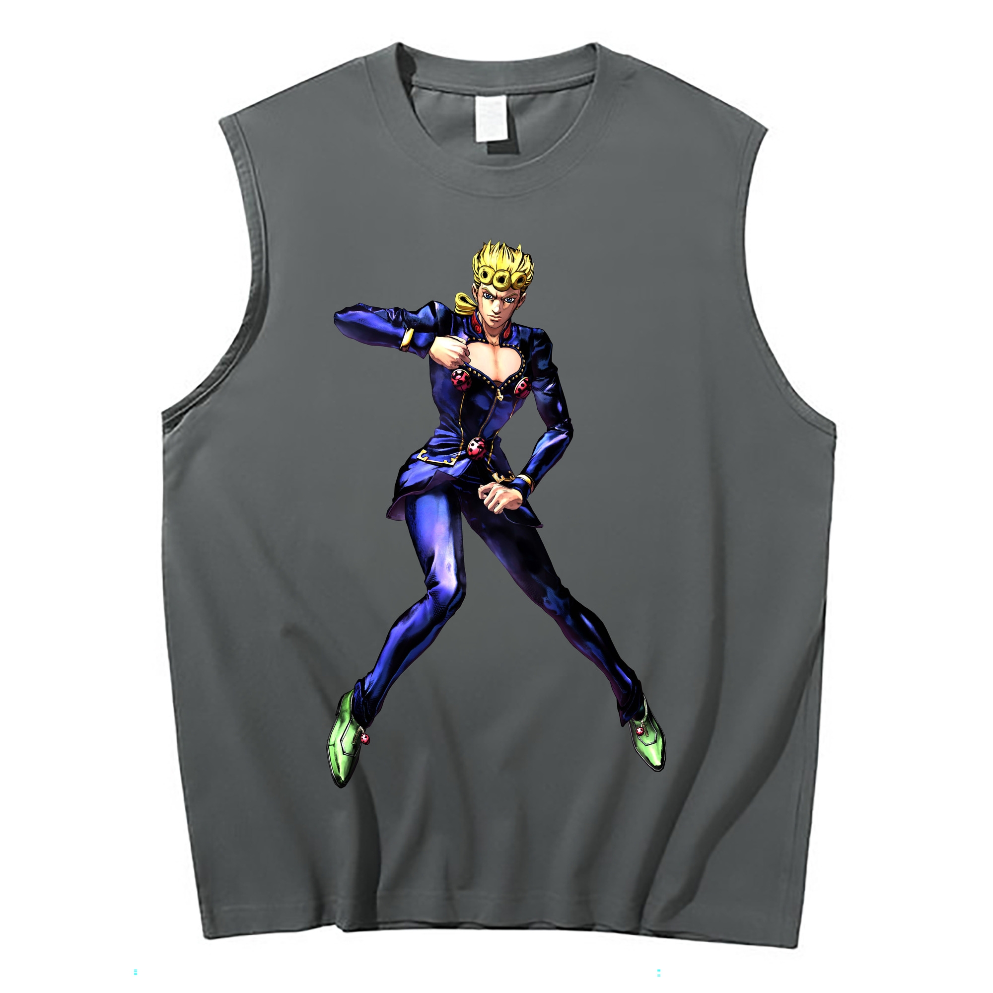 （画像用） ジョジョの奇妙な冒険 ジョルノ?ジョバァーナ JoJo's Bizarre Adventure Giorno Giovanna コットン100％タンクトップ（フロントプリント）